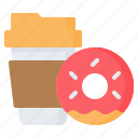 coffee, cup, donut, doughnut, drink, fast, food