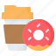 coffee, cup, donut, doughnut, drink, fast, food 