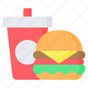 burger, cup, fast, food, hamburger, sandwich, soda