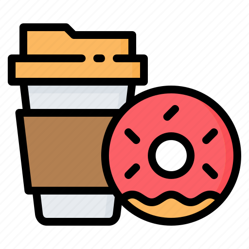 Coffee, cup, donut, doughnut, drink, fast, food icon - Download on Iconfinder