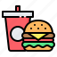 burger, cup, fast, food, hamburger, sandwich, soda 