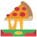 delivery, fast, box, slice, pizza, piece, food