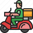 man, transport, deliver, scooter, delivery, vehicle, food
