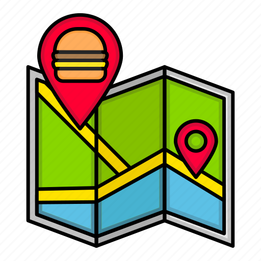 Food, location, map, navigation, reatuarant, delivery, burger icon - Download on Iconfinder