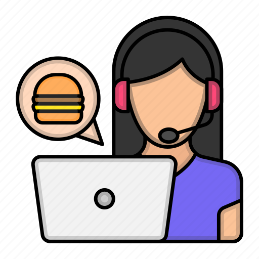 Online, food ordering, support, female, consultant, delivery system icon - Download on Iconfinder