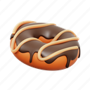 donut, chocolate, render, illustration 