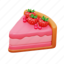 strawberry, cake, render, illustration 