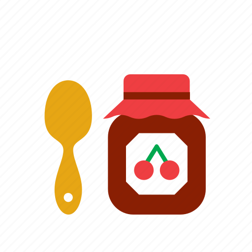 Cherry, food, jam, pot, teaspoon icon - Download on Iconfinder