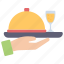 tray server, waiter, juice glass, drink glass, beverage 