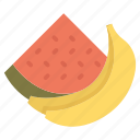 banana, food, fruits, watermelon, watermelon slice