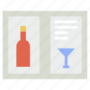 bar menu, drink menu, menu list, wine list, wine menu