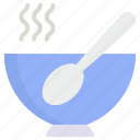 hot soup, meal, soup, soup bowl, spoon