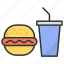 burger, fast food, food, junk food, soft drink 