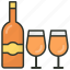 alcohol, beer bottle, wine, wine bottle, wine glass 