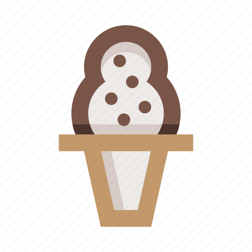 Ice, cream, dessert, sweet, ice cream, chocolate, waffle corn icon - Download on Iconfinder