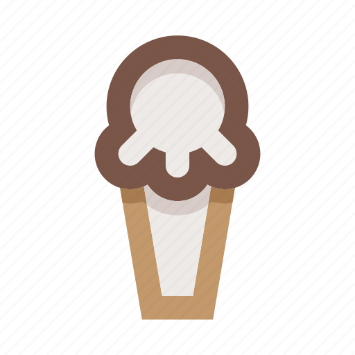 Ice, cream, dessert, sweet, scoop, chocolate, waffle corn icon - Download on Iconfinder