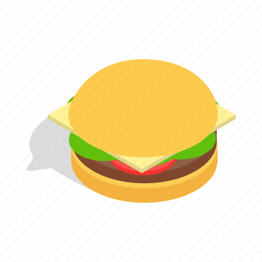 Burger, fast, food, hamburger, isometric, meat, sandwich icon - Download on Iconfinder