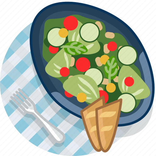 Food, gastronomy, meal, plate, salad, tablecloth, vegetable icon - Download on Iconfinder