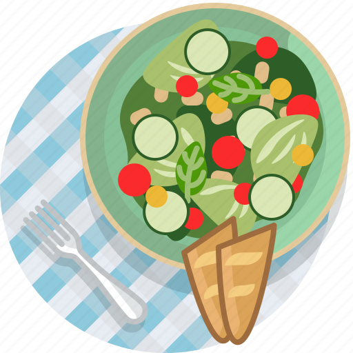 Food, gastronomy, meal, plate, salad, tablecloth, vegetable icon - Download on Iconfinder
