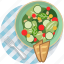 food, gastronomy, meal, plate, salad, tablecloth, vegetable 