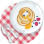 food, gastronomy, lunch, meal, pancake, plate, tablecloth 