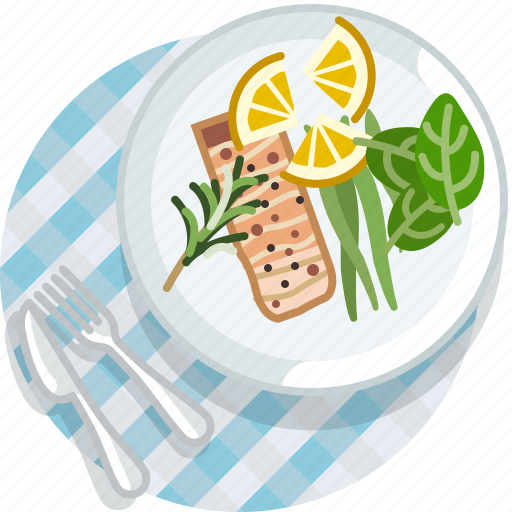 Cooking, eating, food, meal, restaurant, salmon, tablecloth icon - Download on Iconfinder