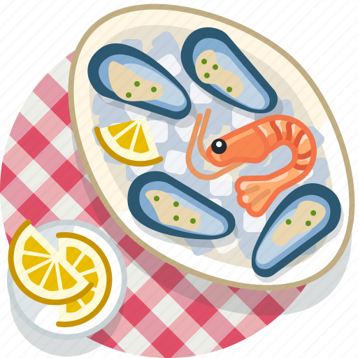 Clam, cooking, crevette, food, meal, restaurant, tablecloth icon - Download on Iconfinder