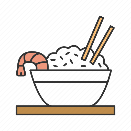 Bowl, chinese, chopsticks, food, rice, seafood, shrimp icon - Download on Iconfinder
