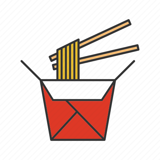Chinese, chopsticks, food, noodles, paper box, pasta, wok icon - Download on Iconfinder
