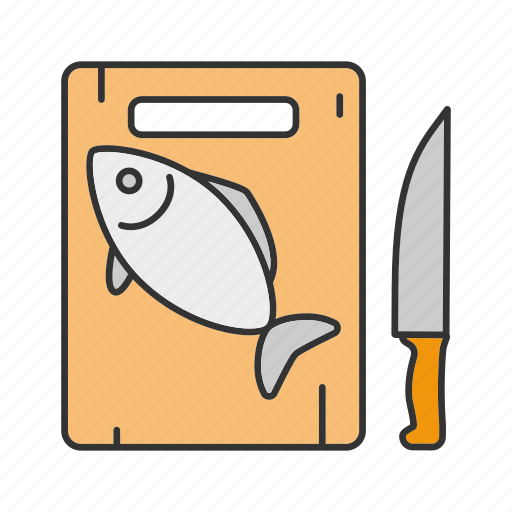 Cooking, cutting board, fish, fresh, knife, salmon, seafood icon - Download on Iconfinder
