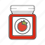 canned tomatos, glass jar, jar, ketchup, sauce, tomato, vegetable 