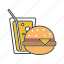 burger, cheeseburger, cola, fast food, hamburger, sandwich, soda 