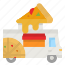 pizza, deliver, truck, shipping, food