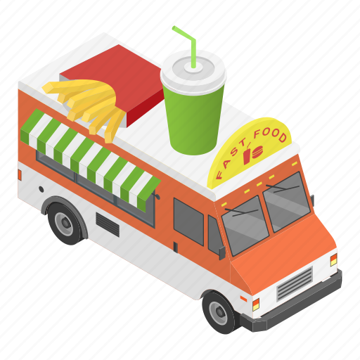Car, cartoon, fast, food, isometric, truck, van icon - Download on Iconfinder