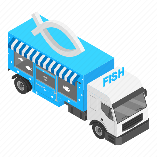 Business, car, cartoon, fish, isometric, shop, truck icon - Download on Iconfinder