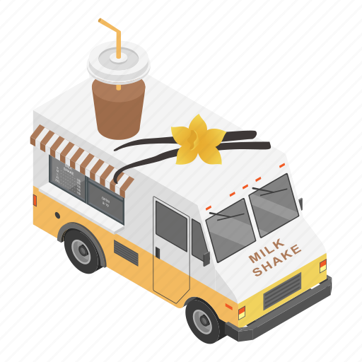 Cartoon, food, isometric, milk, retro, shake, truck icon - Download on Iconfinder