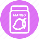 breakfast, food, jam, jar, jar of jam, mango flavor, mango jam