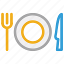 cutlery, fork, knife, plate