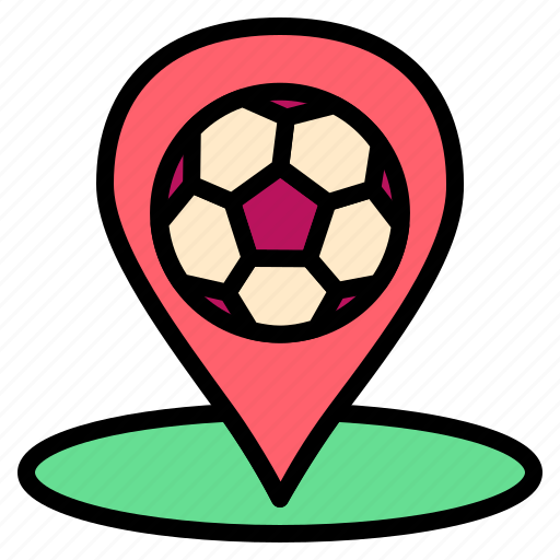 Football, location pin, location, placeholder, stadium, maps and location, map pointer icon - Download on Iconfinder