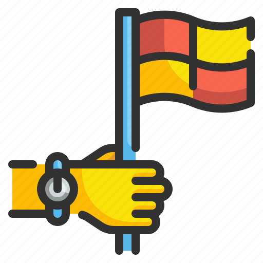 Offside, flag, soccer, football, sport, referee, hands icon - Download on Iconfinder