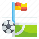 flag, corner, triangular, kick, soccer, football, field