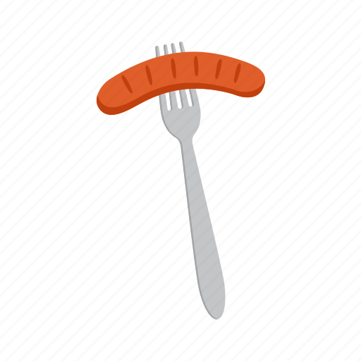 Sausage, flat, icon, fork, equipment, eat, vegetable icon - Download on Iconfinder