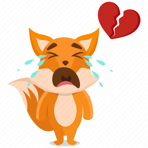 Broken, emoji, emoticon, fox, heart, smiley, sticker icon - Download on Iconfinder