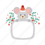 cute, mouse, element, plant, flat, icon, frame, winter, animals 