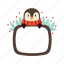 cute, penguin, funny, flat, icon, frame, winter, animals, decorative 