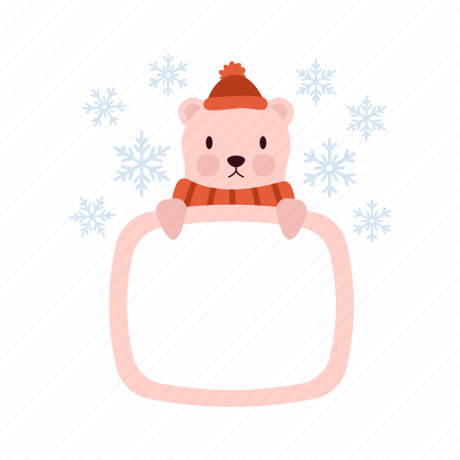 Cute, bear, pink, flat, icon, frame, winter icon - Download on Iconfinder
