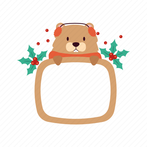 Beaver, plant, evergreen, flat, icon, frame, winter icon - Download on Iconfinder