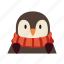 penguin, baby, scarf, flat, icon, frame, winter, animals, decorative 