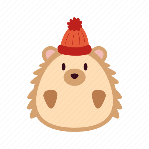Hedgehog, cute, funny, flat, icon, frame, winter icon - Download on Iconfinder