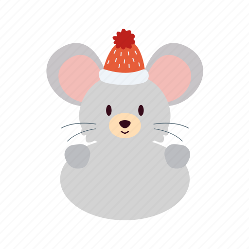 Small, mouse, hat, flat, icon, frame, winter icon - Download on Iconfinder